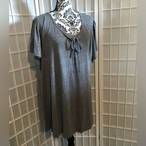 Sonoma Gray Tie Front Tee Top 4X Plus Size